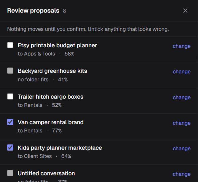 The same review drawer in dark mode.